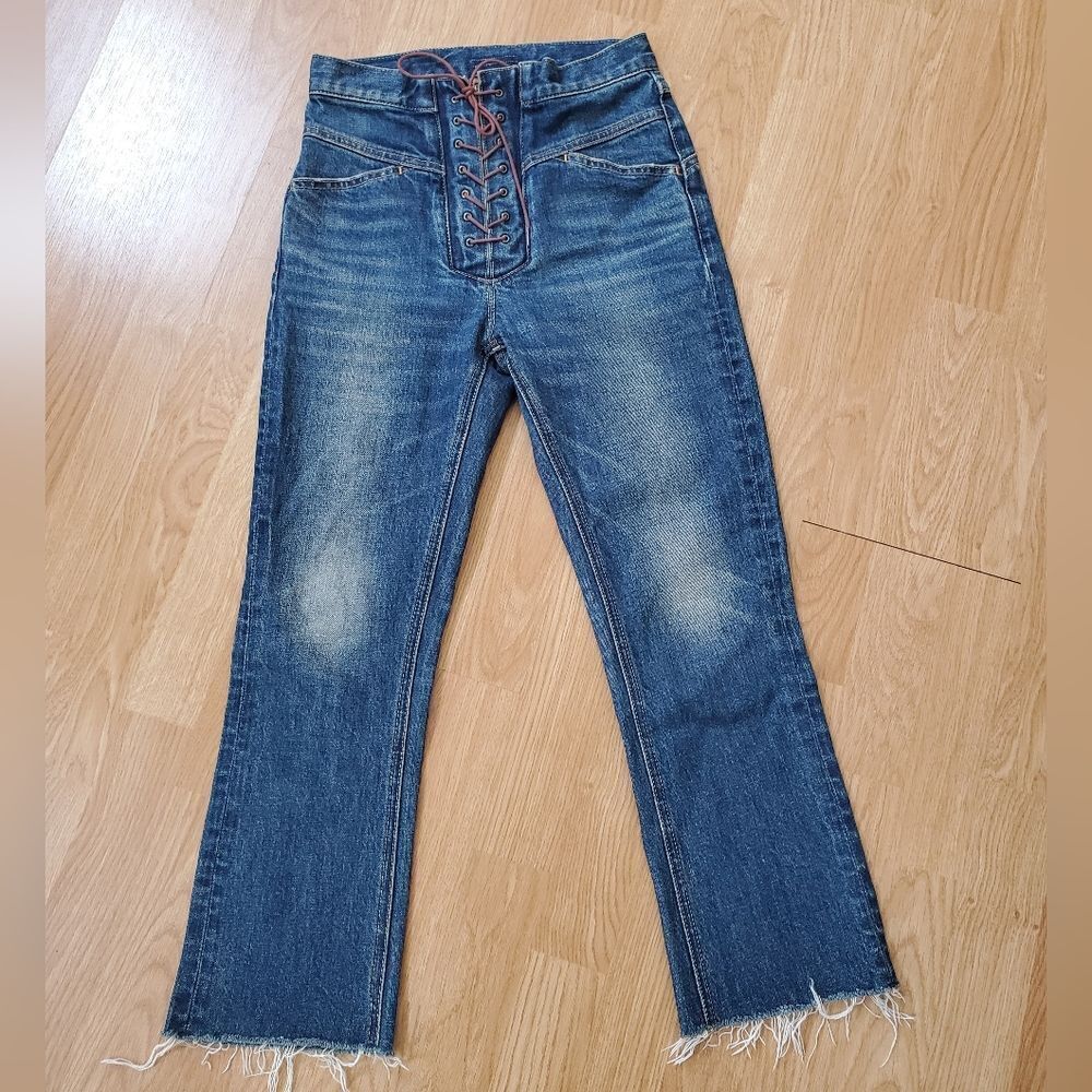 Sly Jeans Lace Up Corset Style Raw Hem Jeans 26x23